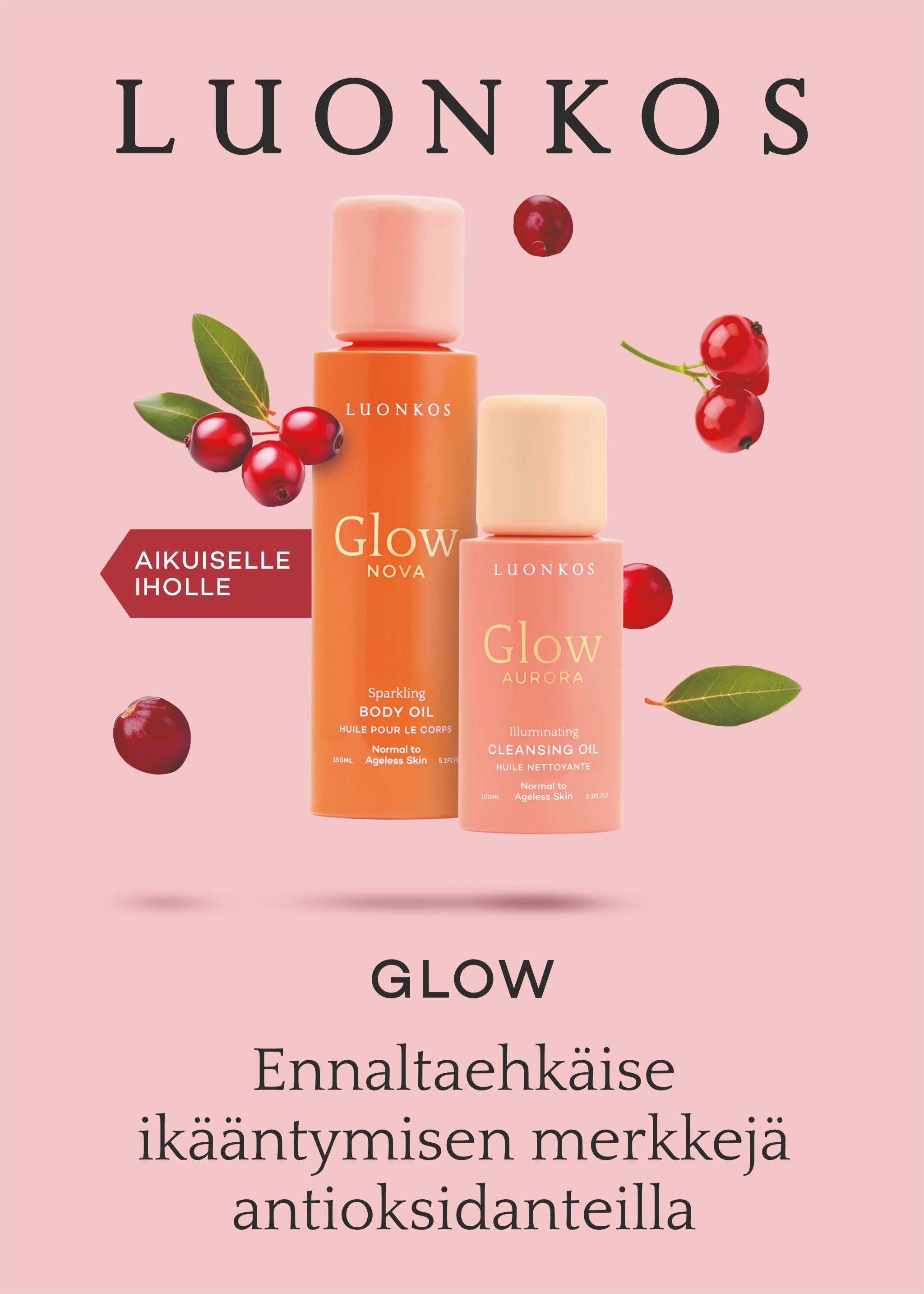Glow puhdistusöljy kasvoille, 100 ml - Ruohonjuuri