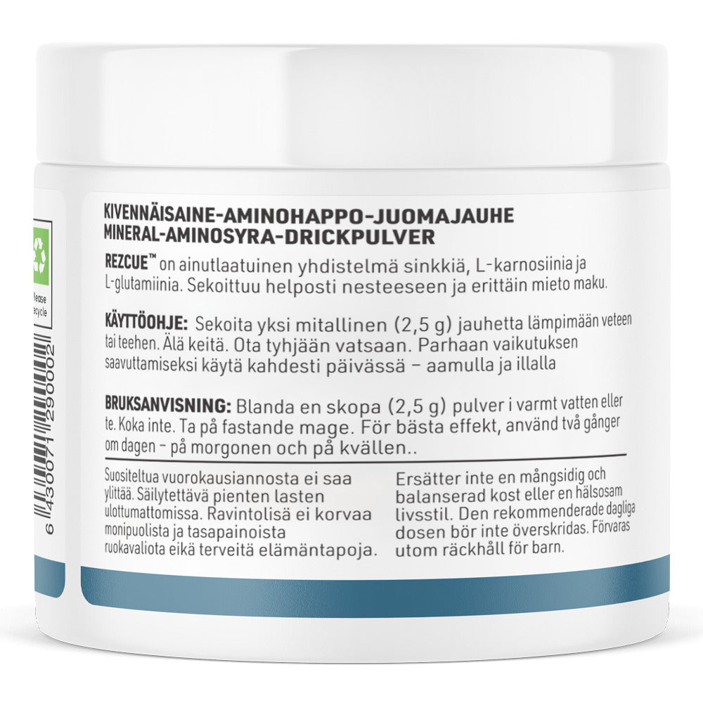 REZCUE Sinkkikarnosiini + Glutamiini, 240 g