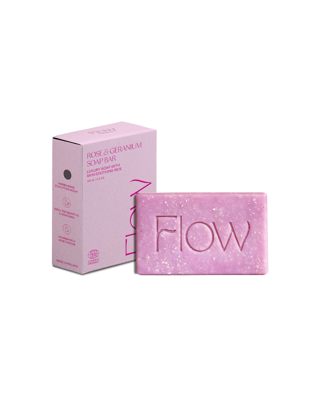 Rose & Geranium Soap Bar, 120 g - Ruohonjuuri