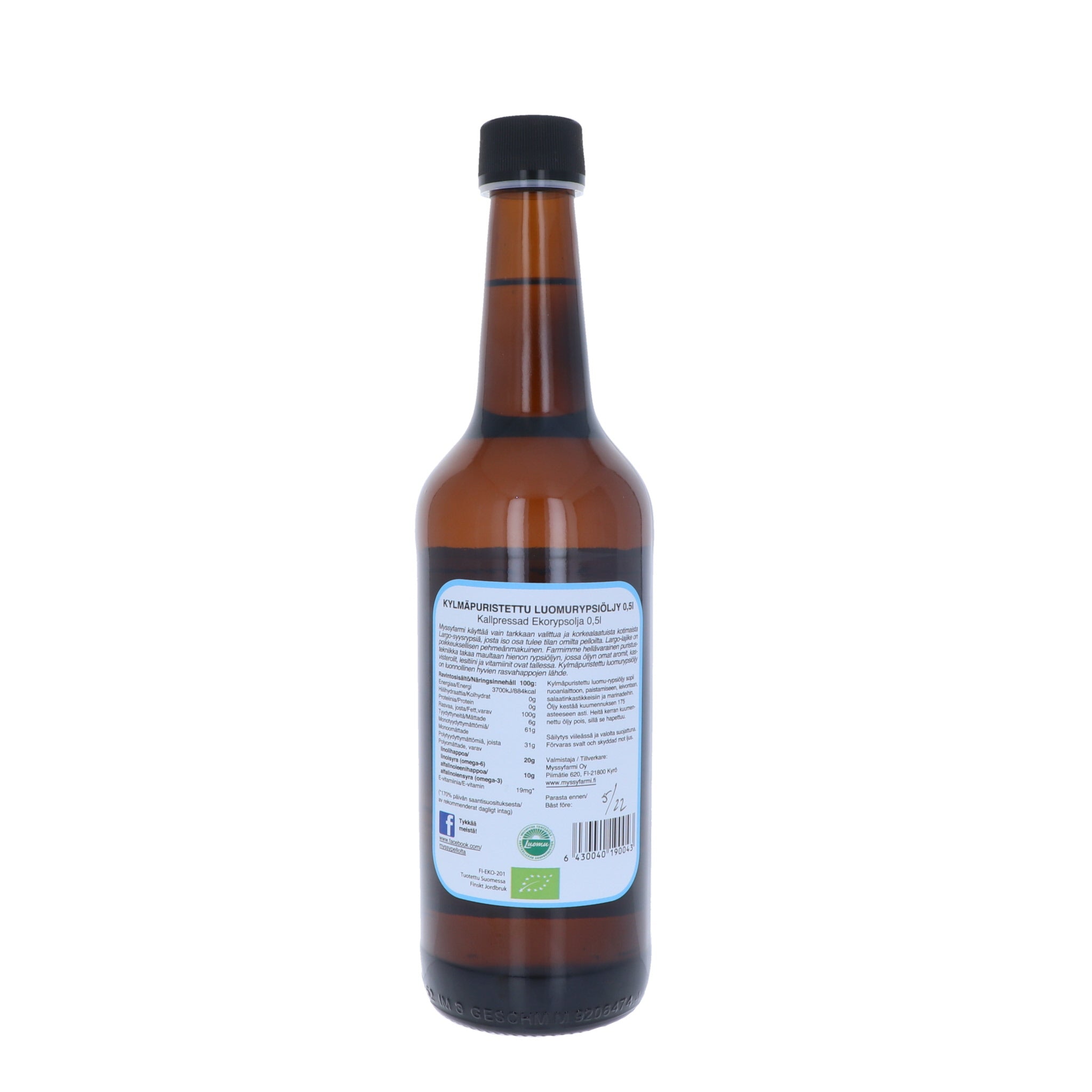 Rypsiöljy, kylmäpuristettu, 500 ml