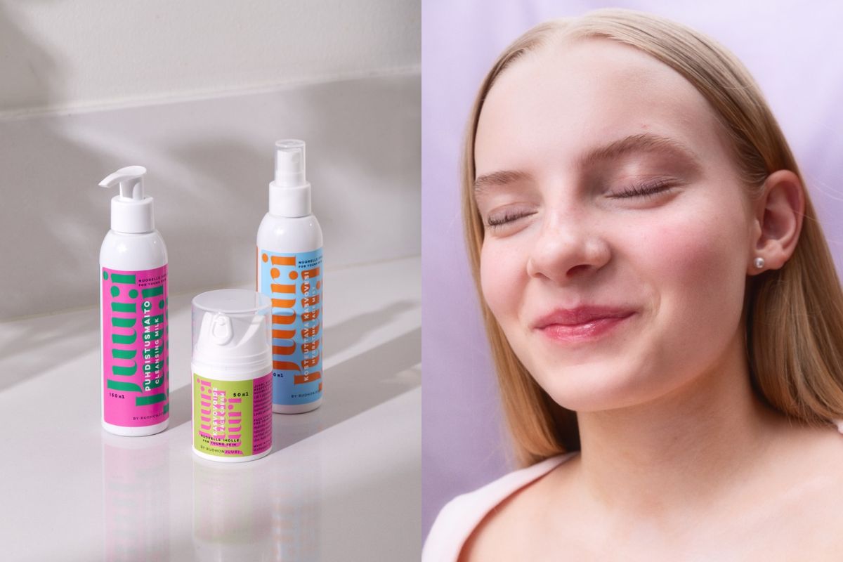 Ihonhoitotuotteita ja tyttö