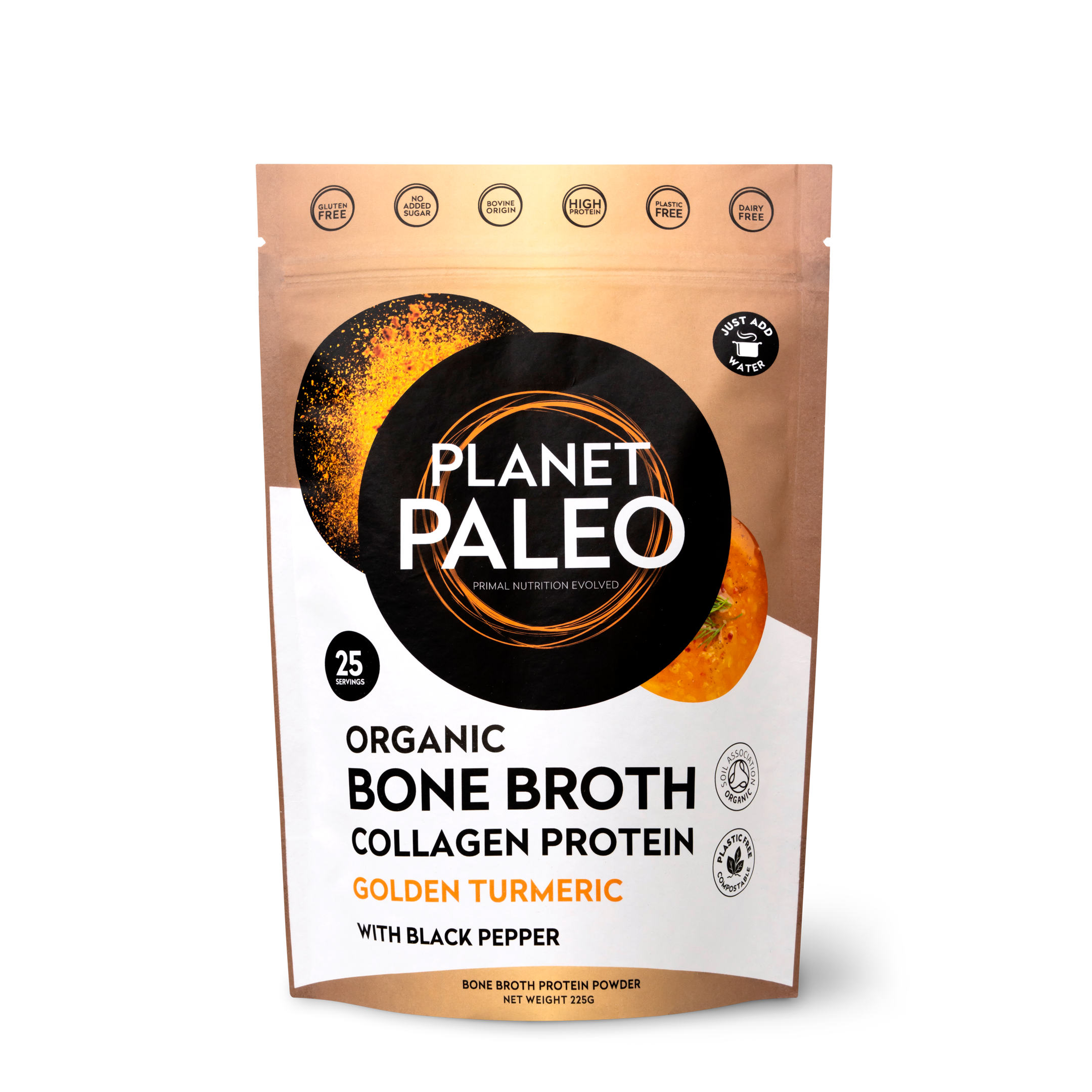 Planet Paleo Bone Broth Turmeric Luomu Luuliemi 225g