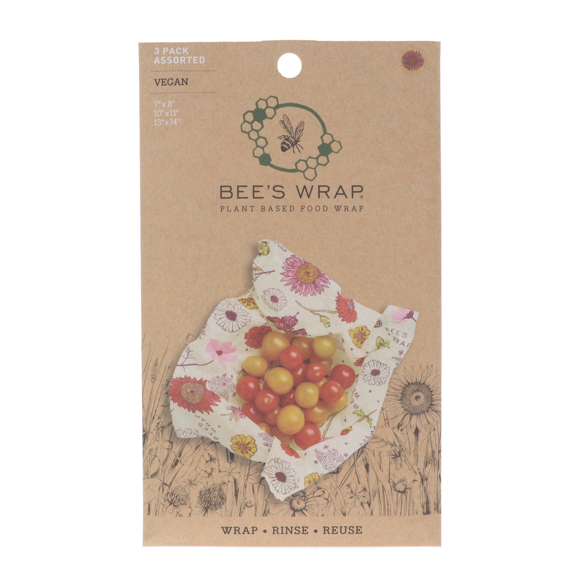 Bee's Wrap 3-pak. Vegan Meadow Magic